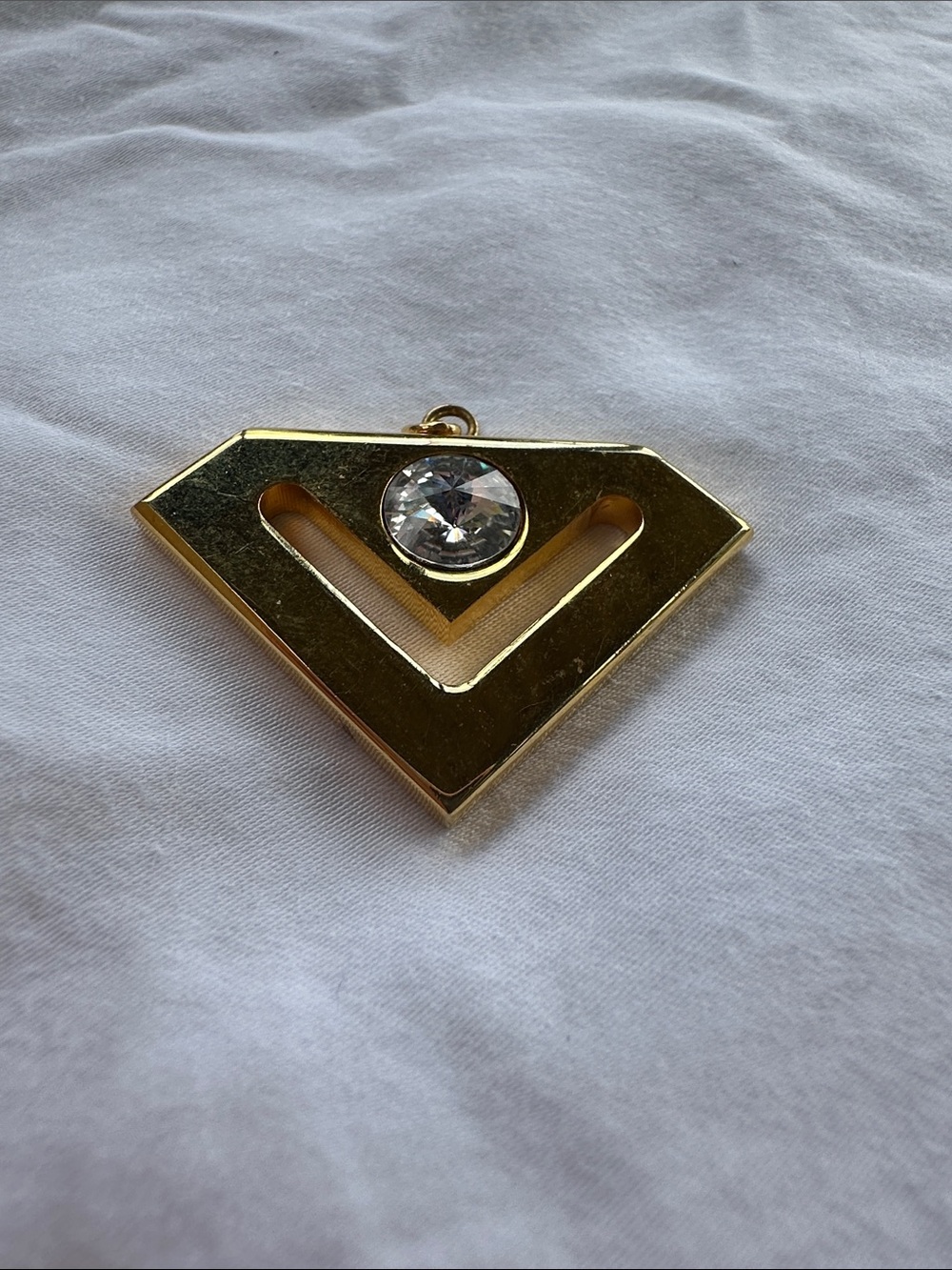Valentino Gold-Tone Geometric Pendant with Clear Stone - Women Jewelry